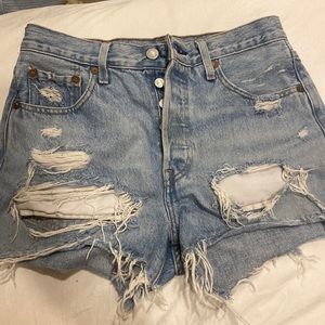Levi’s 501 distressed denim shorts